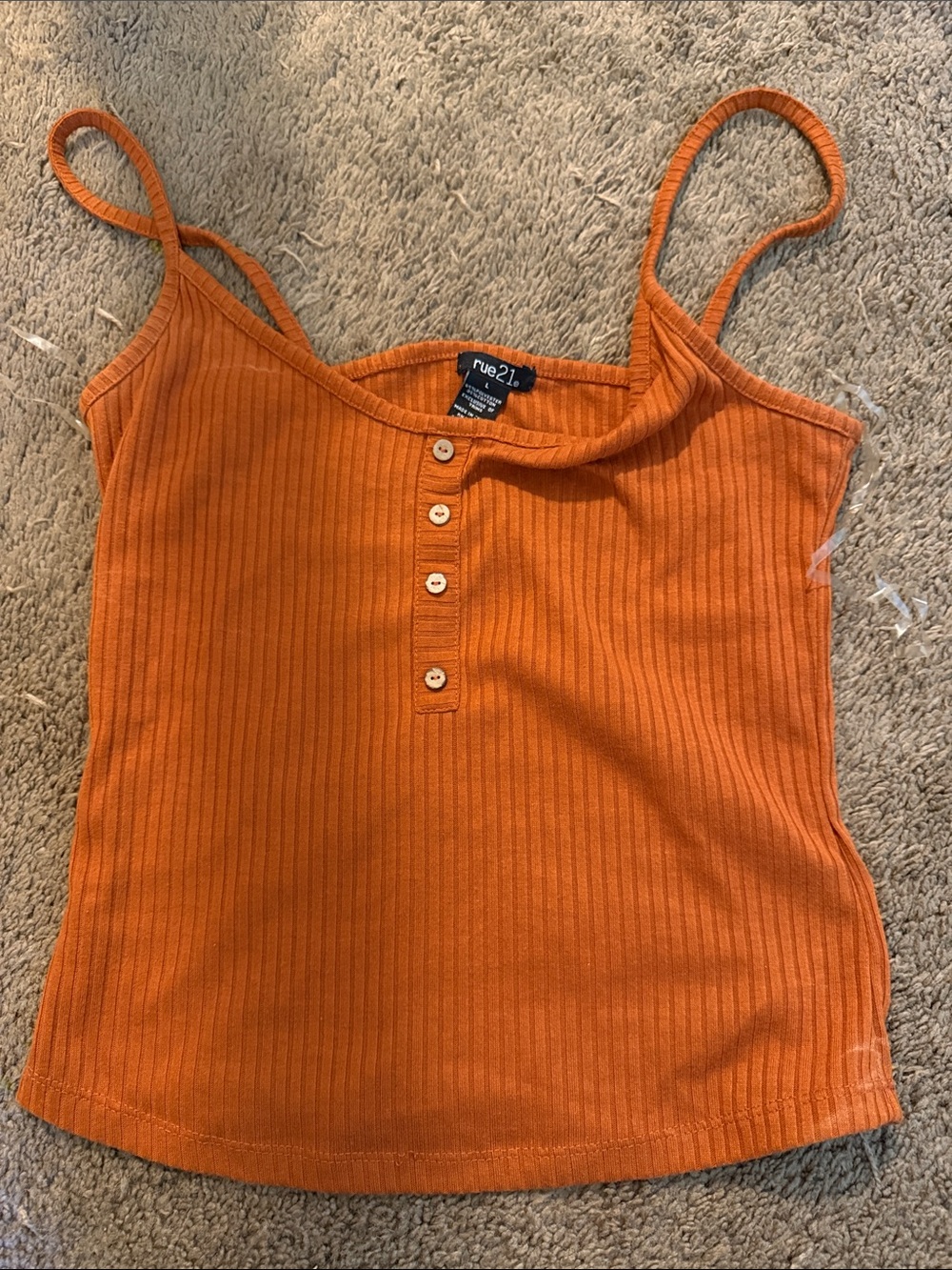 Rue21 Orange Ribbed Button-Front Cami Top